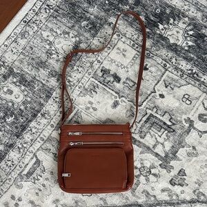Befen brown genuine leather Crossbody Bag with RFID protection